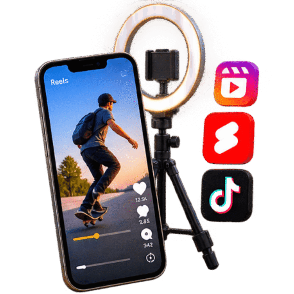Reels and short form video content designed for social media reach and engagement