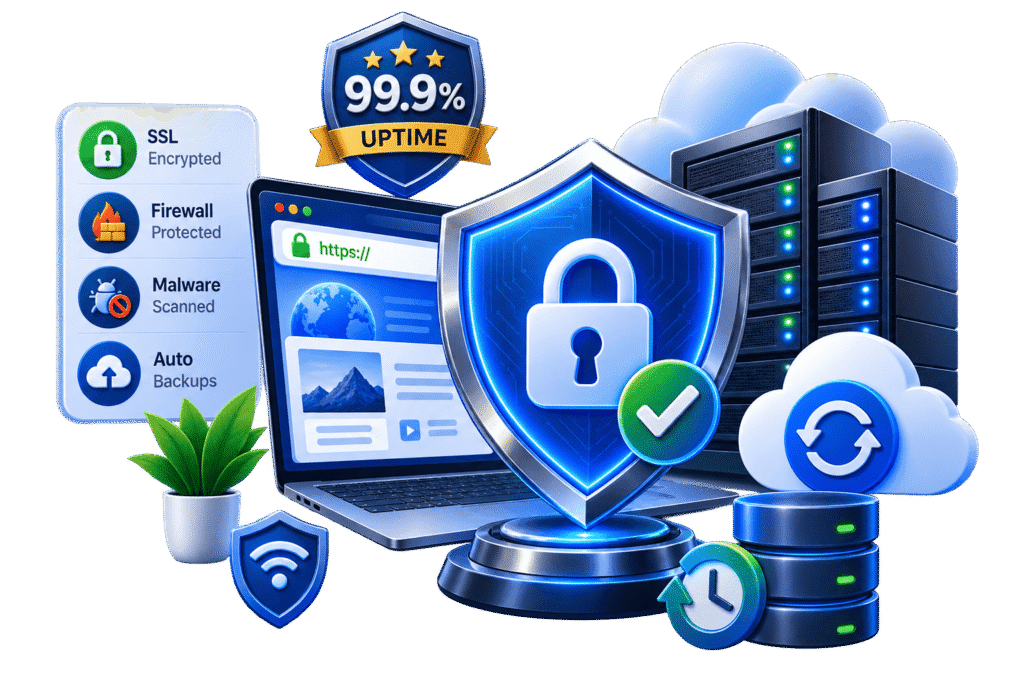 Secure and reliable business website with SSL protection and performance optimization