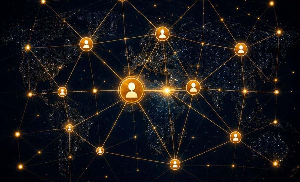 Connected business network of companies professionals experts and partners